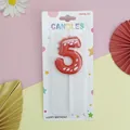Linda vela de cumpleaños roja con forma de dinosaurio número 5 para tarta infantil - Número 5 / Rojo