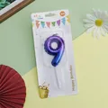 Glittery blue and purple gradient balloon number 9 birthday candle for party cake - Balloon Number 9 / 1 Piece