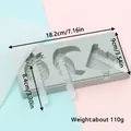 Silicone ice cream mold with 3 cavities, lid, and sticks, dimensions shown. - Grey Fruit Bird Watermelon Style (81008-2) / Three Cavities