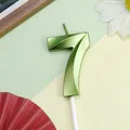 Vela de cumpleaños verde número 7 con textura geométrica para decorar tartas - Número 7 / 1 Pieza / Verde claro