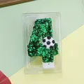 Vela de cumpleaños número 4 con purpurina verde y decoración de balón de fútbol - Tema de Fútbol (Número 4)