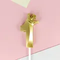 Vela de cumpleaños número 1 con corona dorada premium para decoración de pasteles - 1 / 1 Pieza / Dorado