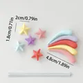 Premium soft silicone pastel star and rainbow cake topper set with detailed size markers - Macaron Star Firework