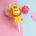 Cute cartoon lion resin cake topper decoration for birthday party, 4.1x5.8cm size - Resin Lion / Yellow