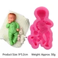Detail view of 3D baby silicone mold with finished wax figure and rabbit - Baby Girl With Rabbit (50-784-A)