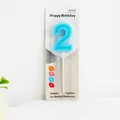 Blue number 2 birthday candle in retail packaging for cake decoration - Blue Number 2