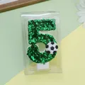 Vela con purpurina verde número 5 con decoración de fútbol para tartas de cumpleaños - Tema de Fútbol (Número 5)