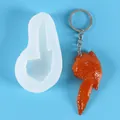 Realistic fried chicken wing silicone mold with sample keychain for resin and fondant - Chicken Wing (50-2835) / White