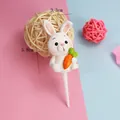 Cute white rabbit resin cake topper holding a carrot for birthday party decoration - Resin Rabbit