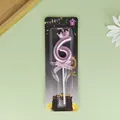 Elegante vela de cumpleaños rosa metálico número 6 con corona y lazo en empaque comercial - Corona Número 6 / Rosa