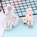 Detailed 3D girl with teddy bear silicone mold for candles, soap, and resin crafts - Baby Girl With Bear (50-783-B)