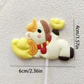 Cute soft rubber pony cake topper with gold ingot for Year of the Horse party deco - Ingot Horse