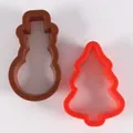 Juego de cortadores de galletas de plástico con forma de muñeco de nieve y pino navideño - Juego de Árbol de Navidad y Muñeco de Nieve (85027)