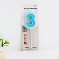 Elegant blue number 3 birthday candle for cake decoration and special party celebrations - Blue Number 3