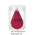 Large burgundy teardrop beauty blender makeup sponge in a clear storage jar for foundation - Large Double-Ended Fan Deep Rose Red Cylinder Box