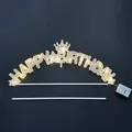 LED Happy Birthday cake topper with warm glowing crown design for birthday parties - Warm Light Happy Birthday Letter Lamp