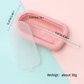 Silicone popsicle mold in pink with transparent lid and stick including dimensions - Oval Shape (81019-1) / Single Cavity (With Lid and Stick) / Pink