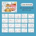30 sheets cartoon animal graffiti coloring book for kids with various non-repeat patterns - 30 Sheets/Pad / Cute Soft Animal