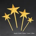 Vue détaillée de toppers de gâteau en étoile dorée 3D en quatre tailles plastiques - Étoile 3D (cp-021) / 4 Pièces / Or