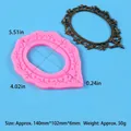 Moule en silicone rose cadre baroque ovale pour décoration gâteau et fondant, taille - Relief Floral Cadre Miroir Baroque (50-2766-A) / Rose