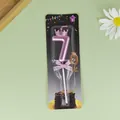 Elegante vela de cumpleaños número 7 rosa perlado con corona para decorar pasteles - Corona Número 7 / Rosa