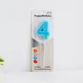 Blue number 4 birthday candle for cake topper party decoration in hanging blister pack - Blue Number 4