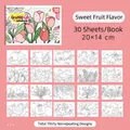 Children's fruit-themed coloring book with 30 unique sheets, 20x14cm size - 30 Sheets/Pad / Sweet Fruit