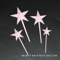 Lot de quatre cake toppers étoiles 3D roses de différentes hauteurs pour anniversaire - Étoile 3D (cp-021) / 4 Pièces / Rose