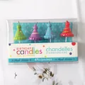 Set of 4 colorful party hat birthday candles for cake decoration in transparent box - Birthday Hat Shape / Set of 4