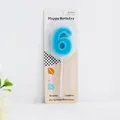 Blue number 6 birthday candle in packaging for cake decoration - Blue Number 6