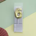 Elegante vela de cumpleaños dorada número 6 con textura facetada geométrica para tartas - 6 / Dorado