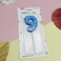 Vela de cumpleaños de dinosaurio azul número 9 para fiesta infantil - Número 9 / Azul