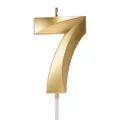 Elegante vela de cumpleaños número 7 dorada con diseño geométrico moderno facetado - Número 7 / Dorado