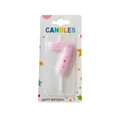 Pink number 7 birthday candle with colorful star patterns for cake decoration in blister pack - Number 7