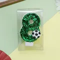 Vela de cumpleaños número 8 verde con purpurina y decoración de balón de fútbol - Tema de Fútbol (Número 8)