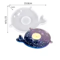 Whale shaped silicone coaster mold with galaxy resin sample, dimensions 15.8x12.7cm - Whale Shape Coaster (60-736)
