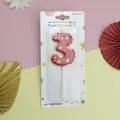 Vela roja número 3 de dinosaurio para decoración de tartas infantiles y fiestas - Número 3 / Rojo