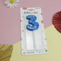 Vela de cumpleaños azul con forma de dinosaurio número 3 en paquete minorista - Número 3 / Azul