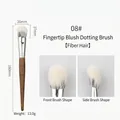 Close-up of fingertip blush stippling brush with synthetic fiber bristles and dimensions - No. 08 Finger-belly Stippling Blush Brush