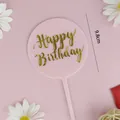 Decoración redonda rosa de acrílico Happy Birthday para tarta, tamaño de 9,8 cm - Topper Redondo / Rosa