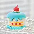 Cute 3D soft PVC cherry cake ornament for creative birthday party decoration - Cherry Cake Style / Blue