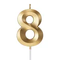 Elegante vela de cumpleaños número 8 en oro metálico para decoraciones de pasteles - Número 8 / Dorado