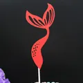 Red glitter mermaid tail cake topper for birthday party and bakery dessert decoration. - Red / 1 Piece