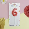 Vela de dinosaurio rojo número 6 en caja para decoración de tartas de cumpleaños infantil - Número 6 / Rojo