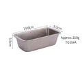 Close-up view of non-stick rectangular loaf pan with 19.6x9.5x5.5cm size details - Small Toast Box (TG10#A) / Champagne Gold