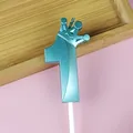 Elegante vela de cumpleaños número 1 con corona verde azulado para decorar tartas - Corona Número 1 / Paquete Individual / Azul claro
