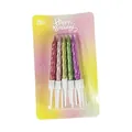 Set of 10 metallic spiral birthday candles with holders for colorful cake decoration - 10 Pcs/Set / Iridescent