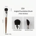 Detailed dimensions of the angled foundation brush with synthetic bristles and wooden handle. - No. 09 Angled Foundation Brush
