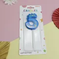 Vela de cumpleaños de dinosaurio azul número 5 para decoración fiesta niños - Número 5 / Azul