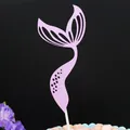 Sparkling pink glitter mermaid tail cake topper for birthday party decorations - Pink / 1 Piece